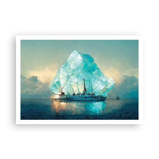 Obraz - Plakat - Arktyczny brylant - 100x70cm - Góra Lodowa Statek Ocean - Foto Plakaty bez ramy na ścianę do Salonu Sypialni ARTTOR ARTTOR