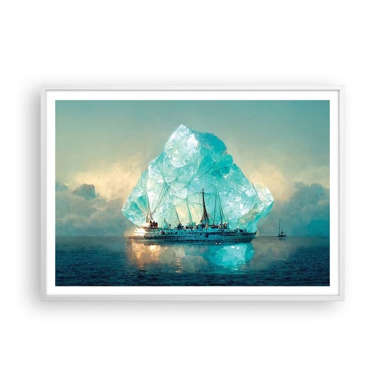 Obraz - Plakat - Arktyczny brylant - 100x70cm - Góra Lodowa Statek Ocean - Foto Plakaty w ramie koloru białego do Salonu Sypialni ARTTOR ARTTOR