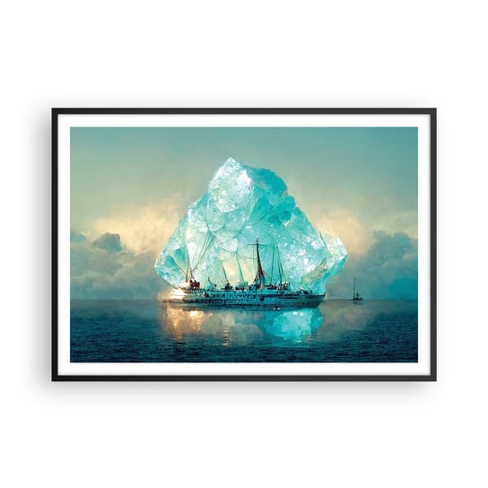 Obraz - Plakat - Arktyczny brylant - 100x70cm - Góra Lodowa Statek Ocean - Foto Plakaty w ramie koloru czarnego do Salonu Sypialni ARTTOR ARTTOR