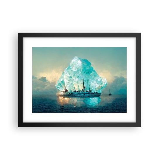 Obraz - Plakat - Arktyczny brylant - 40x30cm - Góra Lodowa Statek Ocean - Foto Plakaty na ścianę w czarnej ramie - Plakat do Salonu Sypialni ARTTOR ARTTOR