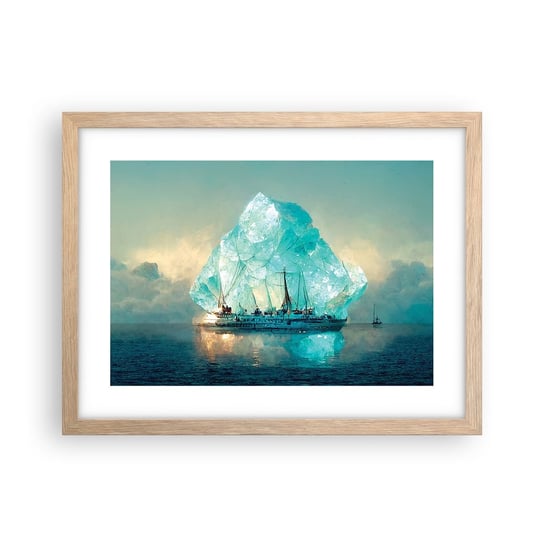 Obraz - Plakat - Arktyczny brylant - 40x30cm - Góra Lodowa Statek Ocean - Foto Plakaty na ścianę w ramie jasny dąb - Plakat do Salonu Sypialni ARTTOR ARTTOR
