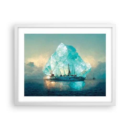 Obraz - Plakat - Arktyczny brylant - 50x40cm - Góra Lodowa Statek Ocean - Foto Plakaty w ramie koloru białego do Salonu Sypialni ARTTOR ARTTOR