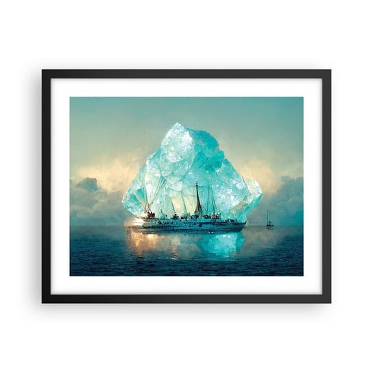 Obraz - Plakat - Arktyczny brylant - 50x40cm - Góra Lodowa Statek Ocean - Foto Plakaty w ramie koloru czarnego do Salonu Sypialni ARTTOR ARTTOR