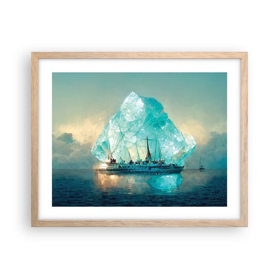 Obraz - Plakat - Arktyczny brylant - 50x40cm - Góra Lodowa Statek Ocean - Foto Plakaty w ramie koloru jasny dąb do Salonu Sypialni ARTTOR ARTTOR