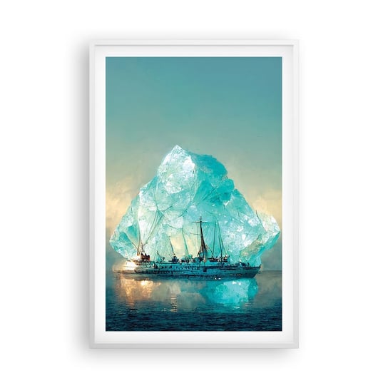 Obraz - Plakat - Arktyczny brylant - 61x91cm - Góra Lodowa Statek Ocean - Foto Plakaty na ścianę w ramie białej - Plakat do Salonu Sypialni ARTTOR ARTTOR