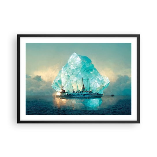 Obraz - Plakat - Arktyczny brylant - 70x50cm - Góra Lodowa Statek Ocean - Nowoczesny modny obraz Plakat czarna rama ARTTOR ARTTOR