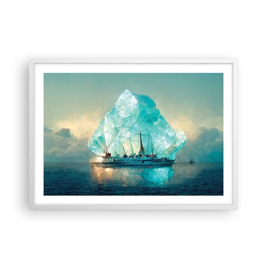 Obraz - Plakat - Arktyczny brylant - 70x50cm - Góra Lodowa Statek Ocean - Nowoczesny modny obraz Plakat rama biała ARTTOR ARTTOR