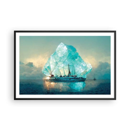 Obraz - Plakat - Arktyczny brylant - 91x61cm - Góra Lodowa Statek Ocean - Foto Plakaty na ścianę w czarnej ramie - Plakat do Salonu Sypialni ARTTOR ARTTOR
