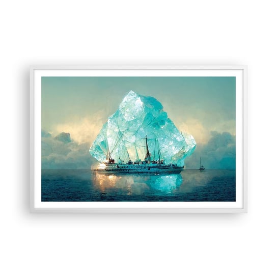 Obraz - Plakat - Arktyczny brylant - 91x61cm - Góra Lodowa Statek Ocean - Foto Plakaty na ścianę w ramie białej - Plakat do Salonu Sypialni ARTTOR ARTTOR