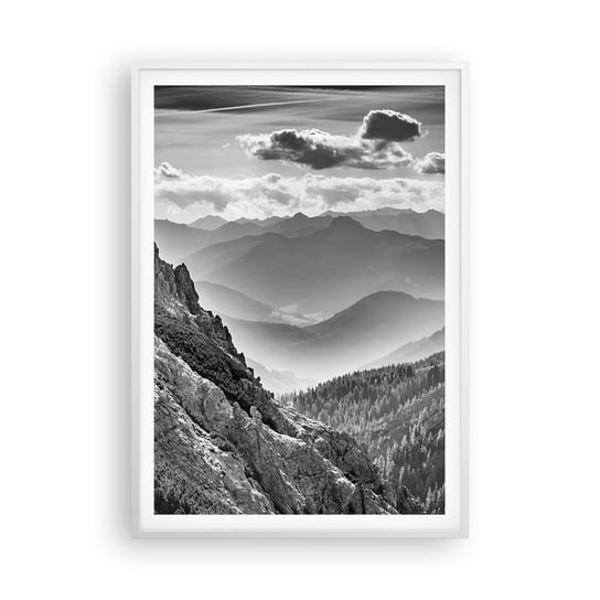 Obraz - Plakat - Aż po horyzont - 70x100cm - Krajobraz Góry Alpy - Foto Plakaty w ramie koloru białego do Salonu Sypialni ARTTOR ARTTOR