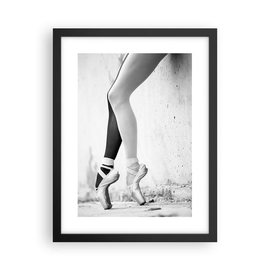 Obraz - Plakat - Balerina, voila! - 30x40cm - Baletnica Czarno-Biały Taniec - Foto Plakaty na ścianę w czarnej ramie - Plakat do Salonu Sypialni ARTTOR ARTTOR