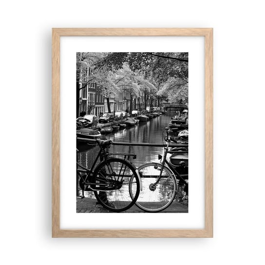 Obraz - Plakat - Bardzo holenderski widok - 30x40cm - Amsterdam Rower Architektura - Foto Plakaty na ścianę w ramie jasny dąb - Plakat do Salonu Sypialni ARTTOR ARTTOR