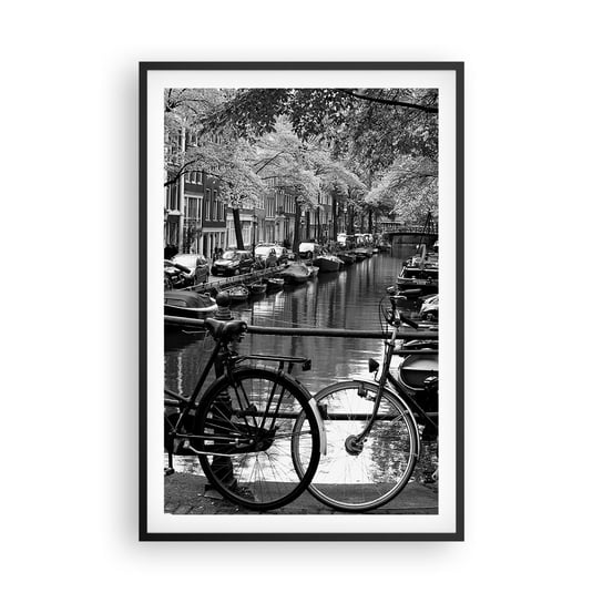 Obraz - Plakat - Bardzo holenderski widok - 61x91cm - Amsterdam Rower Architektura - Foto Plakaty na ścianę w czarnej ramie - Plakat do Salonu Sypialni ARTTOR ARTTOR