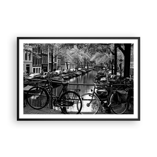 Obraz - Plakat - Bardzo holenderski widok - 91x61cm - Amsterdam Rower Architektura - Foto Plakaty na ścianę w czarnej ramie - Plakat do Salonu Sypialni ARTTOR ARTTOR