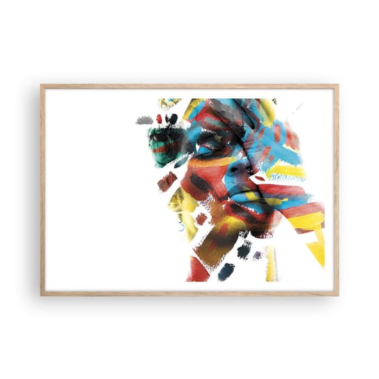 Obraz - Plakat - Barwna osobowość - 100x70cm - Abstrakcja Sztuka Grafika - Foto Plakaty w ramie koloru jasny dąb do Salonu Sypialni ARTTOR ARTTOR