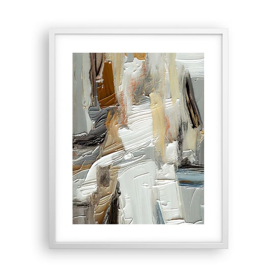 Obraz - Plakat - Barwne nawarstwienia - 40x50cm - Sztuka Farba Malarstwo - Foto Plakaty w ramie koloru białego do Salonu Sypialni ARTTOR ARTTOR