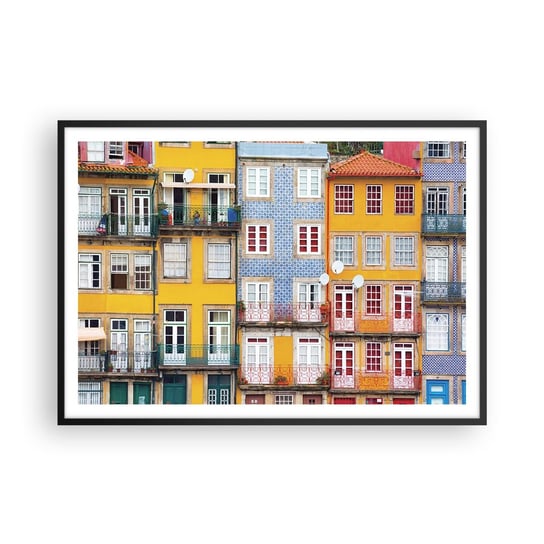 Obraz - Plakat - Barwy starego miasta - 100x70cm - Miasto Porto Architektura - Foto Plakaty w ramie koloru czarnego do Salonu Sypialni ARTTOR ARTTOR