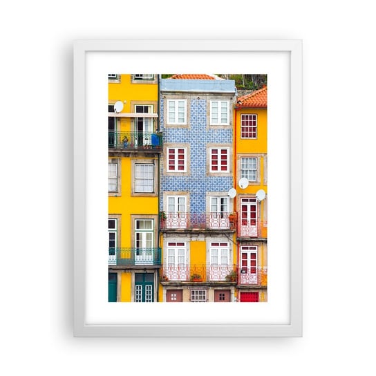 Obraz - Plakat - Barwy starego miasta - 30x40cm - Miasto Porto Architektura - Foto Plakaty na ścianę w ramie białej - Plakat do Salonu Sypialni ARTTOR ARTTOR