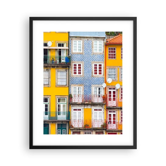 Obraz - Plakat - Barwy starego miasta - 40x50cm - Miasto Porto Architektura - Foto Plakaty w ramie koloru czarnego do Salonu Sypialni ARTTOR ARTTOR
