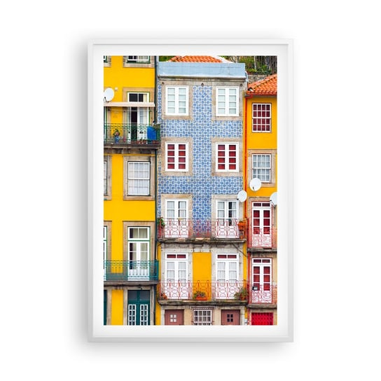 Obraz - Plakat - Barwy starego miasta - 61x91cm - Miasto Porto Architektura - Foto Plakaty na ścianę w ramie białej - Plakat do Salonu Sypialni ARTTOR ARTTOR