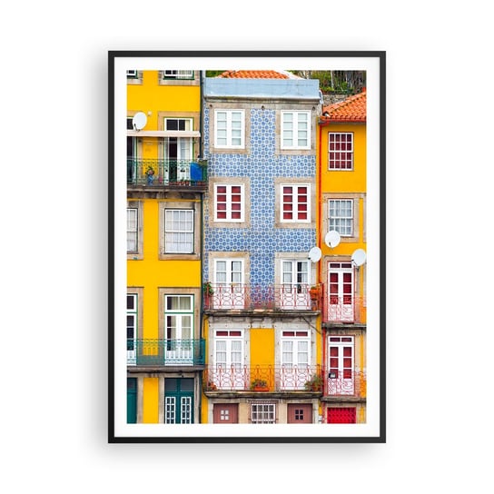 Obraz - Plakat - Barwy starego miasta - 70x100cm - Miasto Porto Architektura - Foto Plakaty w ramie koloru czarnego do Salonu Sypialni ARTTOR ARTTOR