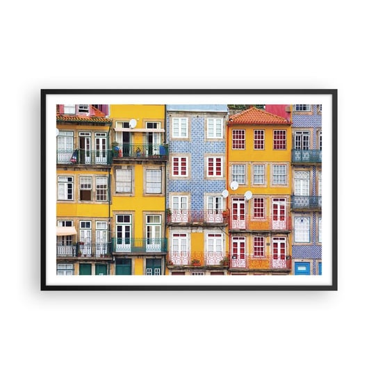 Obraz - Plakat - Barwy starego miasta - 91x61cm - Miasto Porto Architektura - Foto Plakaty na ścianę w czarnej ramie - Plakat do Salonu Sypialni ARTTOR ARTTOR