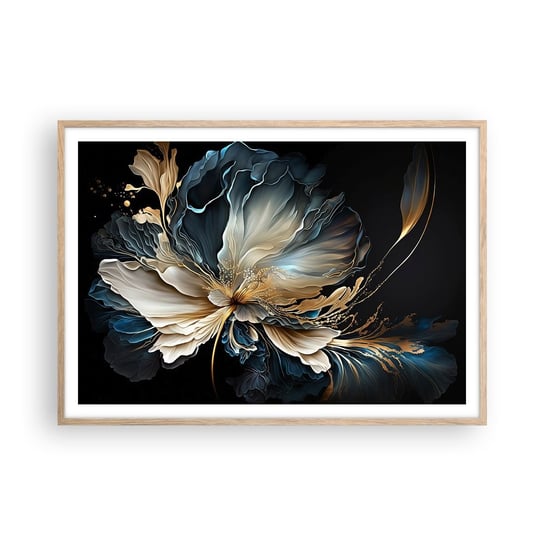 Obraz - Plakat - Baśniowy kwiat paproci - 100x70cm - Kwiat Botanika Art Deco - Foto Plakaty w ramie koloru jasny dąb do Salonu Sypialni ARTTOR ARTTOR