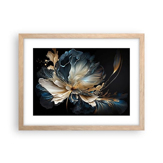 Obraz - Plakat - Baśniowy kwiat paproci - 40x30cm - Kwiat Botanika Art Deco - Foto Plakaty na ścianę w ramie jasny dąb - Plakat do Salonu Sypialni ARTTOR ARTTOR
