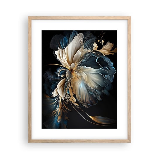 Obraz - Plakat - Baśniowy kwiat paproci - 40x50cm - Kwiat Botanika Art Deco - Foto Plakaty w ramie koloru jasny dąb do Salonu Sypialni ARTTOR ARTTOR