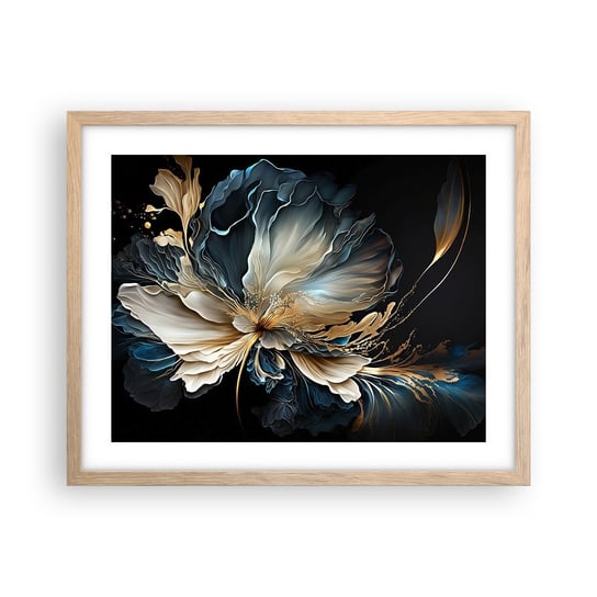 Obraz - Plakat - Baśniowy kwiat paproci - 50x40cm - Kwiat Botanika Art Deco - Foto Plakaty w ramie koloru jasny dąb do Salonu Sypialni ARTTOR ARTTOR