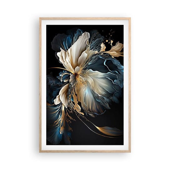 Obraz - Plakat - Baśniowy kwiat paproci - 61x91cm - Kwiat Botanika Art Deco - Foto Plakaty na ścianę w ramie jasny dąb - Plakat do Salonu Sypialni ARTTOR ARTTOR