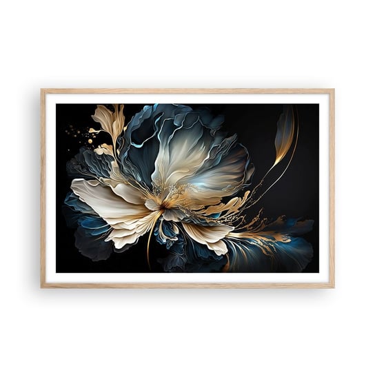 Obraz - Plakat - Baśniowy kwiat paproci - 91x61cm - Kwiat Botanika Art Deco - Foto Plakaty na ścianę w ramie jasny dąb - Plakat do Salonu Sypialni ARTTOR ARTTOR