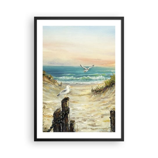 Obraz - Plakat - Bezwietrzne zacisze - 50x70cm - Krajobraz Morze Plaża - Nowoczesny modny obraz Plakat czarna rama ARTTOR ARTTOR