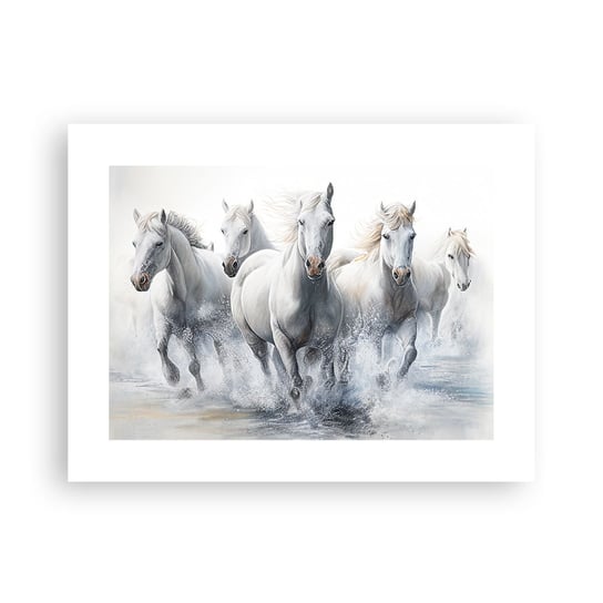 Obraz - Plakat - Biała magia - 40x30cm - Konie Zwierzęta Akwarela - Foto Plakaty na ścianę bez ramy - Plakat do Salonu Sypialni ARTTOR ARTTOR