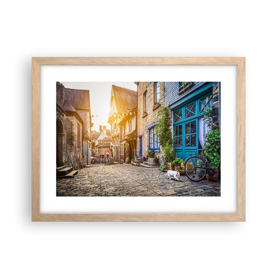 Obraz - Plakat - Biały duch miasteczka - 40x30cm - Miasto Francja Architektura - Foto Plakaty na ścianę w ramie jasny dąb - Plakat do Salonu Sypialni ARTTOR ARTTOR