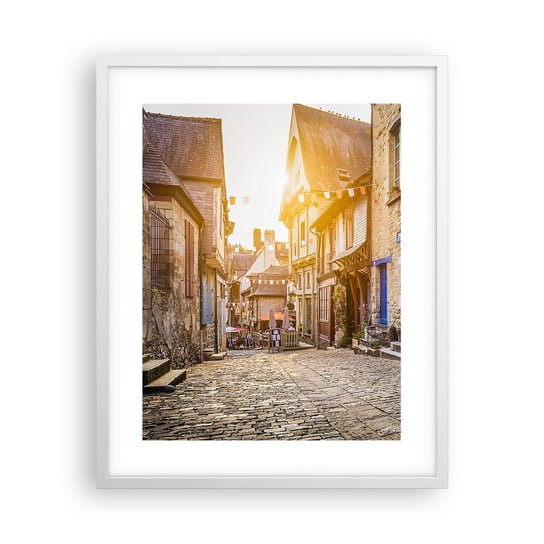 Obraz - Plakat - Biały duch miasteczka - 40x50cm - Miasto Francja Architektura - Foto Plakaty w ramie koloru białego do Salonu Sypialni ARTTOR ARTTOR