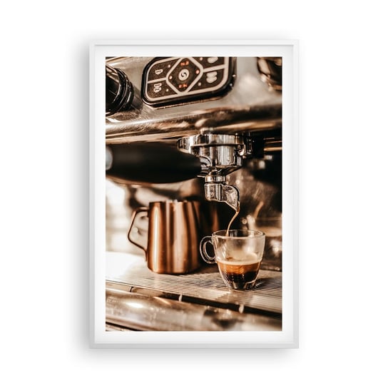 Obraz - Plakat - Blask kawy - 61x91cm - Kawa Ekspres Kawiarnia - Foto Plakaty na ścianę w ramie białej - Plakat do Salonu Sypialni ARTTOR ARTTOR