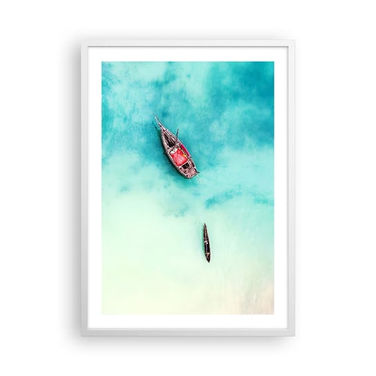 Obraz - Plakat - Bo na plażach Zanzibaru, kiedy nadmiar wód… - 50x70cm - Krajobraz Zanzibar Ocean - Nowoczesny modny obraz Plakat rama biała ARTTOR ARTTOR