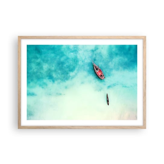 Obraz - Plakat - Bo na plażach Zanzibaru, kiedy nadmiar wód… - 70x50cm - Krajobraz Zanzibar Ocean - Nowoczesny modny obraz Plakat rama jasny dąb ARTTOR ARTTOR