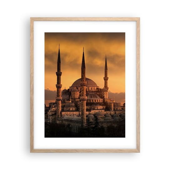 Obraz - Plakat - Bóg jest wielki - 40x50cm - Architektura Meczet Stambuł - Foto Plakaty w ramie koloru jasny dąb do Salonu Sypialni ARTTOR ARTTOR