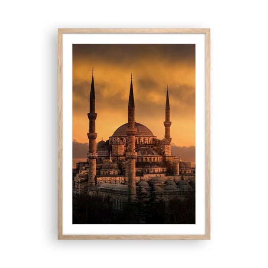 Obraz - Plakat - Bóg jest wielki - 50x70cm - Architektura Meczet Stambuł - Nowoczesny modny obraz Plakat rama jasny dąb ARTTOR ARTTOR
