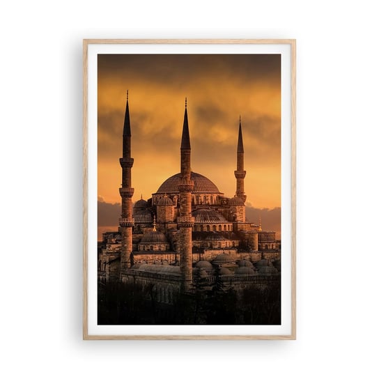 Obraz - Plakat - Bóg jest wielki - 70x100cm - Architektura Meczet Stambuł - Foto Plakaty w ramie koloru jasny dąb do Salonu Sypialni ARTTOR ARTTOR