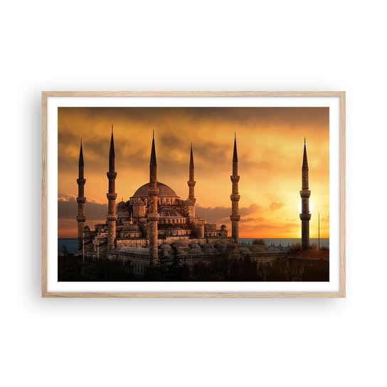 Obraz - Plakat - Bóg jest wielki - 91x61cm - Architektura Meczet Stambuł - Foto Plakaty na ścianę w ramie jasny dąb - Plakat do Salonu Sypialni ARTTOR ARTTOR