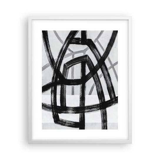Obraz - Plakat - Budowanie głębi - 40x50cm - Kreski Sztuka Nowoczesna - Foto Plakaty w ramie koloru białego do Salonu Sypialni ARTTOR ARTTOR
