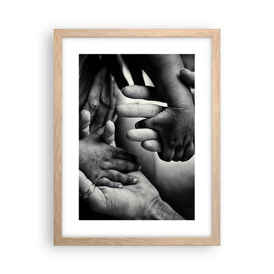 Obraz - Plakat - Być człowiekiem - 30x40cm - Dłonie Ludzie Miłość - Foto Plakaty na ścianę w ramie jasny dąb - Plakat do Salonu Sypialni ARTTOR ARTTOR