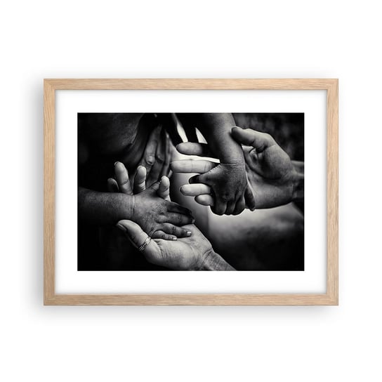 Obraz - Plakat - Być człowiekiem - 40x30cm - Dłonie Ludzie Miłość - Foto Plakaty na ścianę w ramie jasny dąb - Plakat do Salonu Sypialni ARTTOR ARTTOR