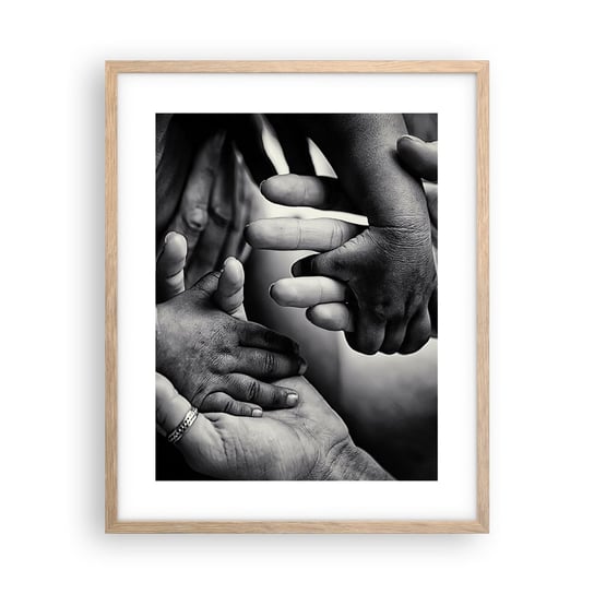 Obraz - Plakat - Być człowiekiem - 40x50cm - Dłonie Ludzie Miłość - Foto Plakaty w ramie koloru jasny dąb do Salonu Sypialni ARTTOR ARTTOR