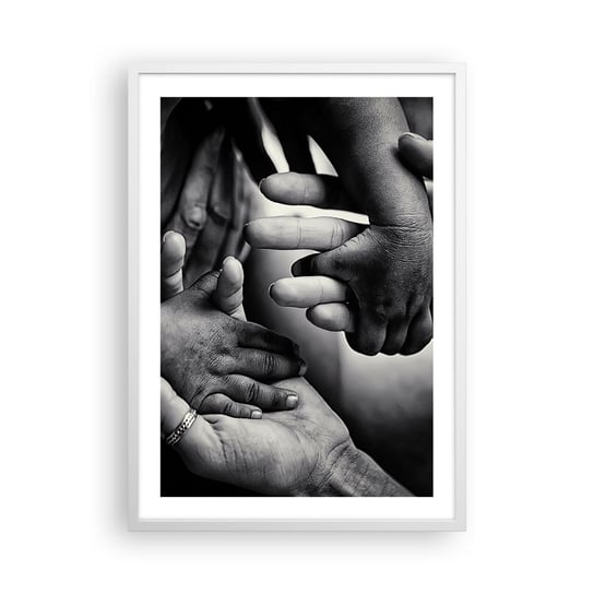 Obraz - Plakat - Być człowiekiem - 50x70cm - Dłonie Ludzie Miłość - Nowoczesny modny obraz Plakat rama biała ARTTOR ARTTOR
