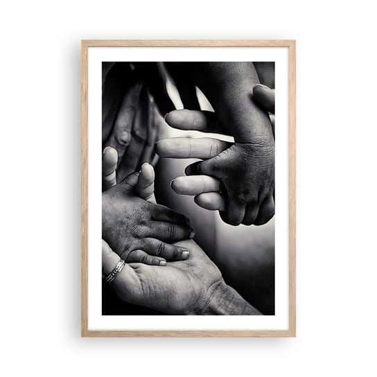 Obraz - Plakat - Być człowiekiem - 50x70cm - Dłonie Ludzie Miłość - Nowoczesny modny obraz Plakat rama jasny dąb ARTTOR ARTTOR