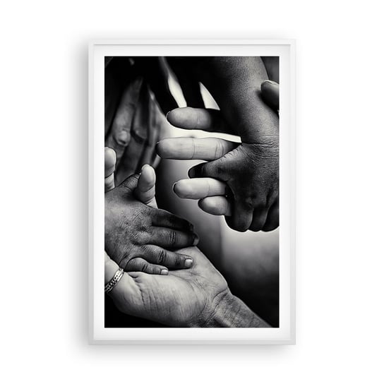 Obraz - Plakat - Być człowiekiem - 61x91cm - Dłonie Ludzie Miłość - Foto Plakaty na ścianę w ramie białej - Plakat do Salonu Sypialni ARTTOR ARTTOR